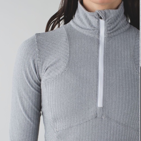 Lululemon Kanto Catch Me Gray Herringbone half Zip Jacket - Picture 2 of 8